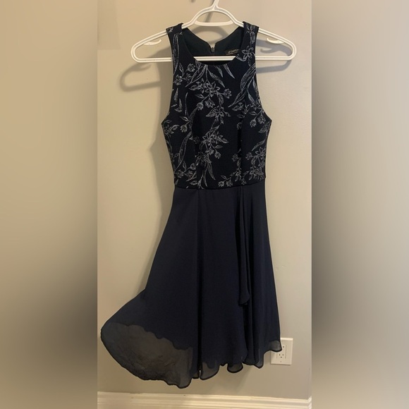 Le Château Girls’ Navy Fit & Flare Dress - Size XXS (Kids) - Picture 2 of 9